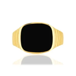 Chevalière or jaune 375, onyx