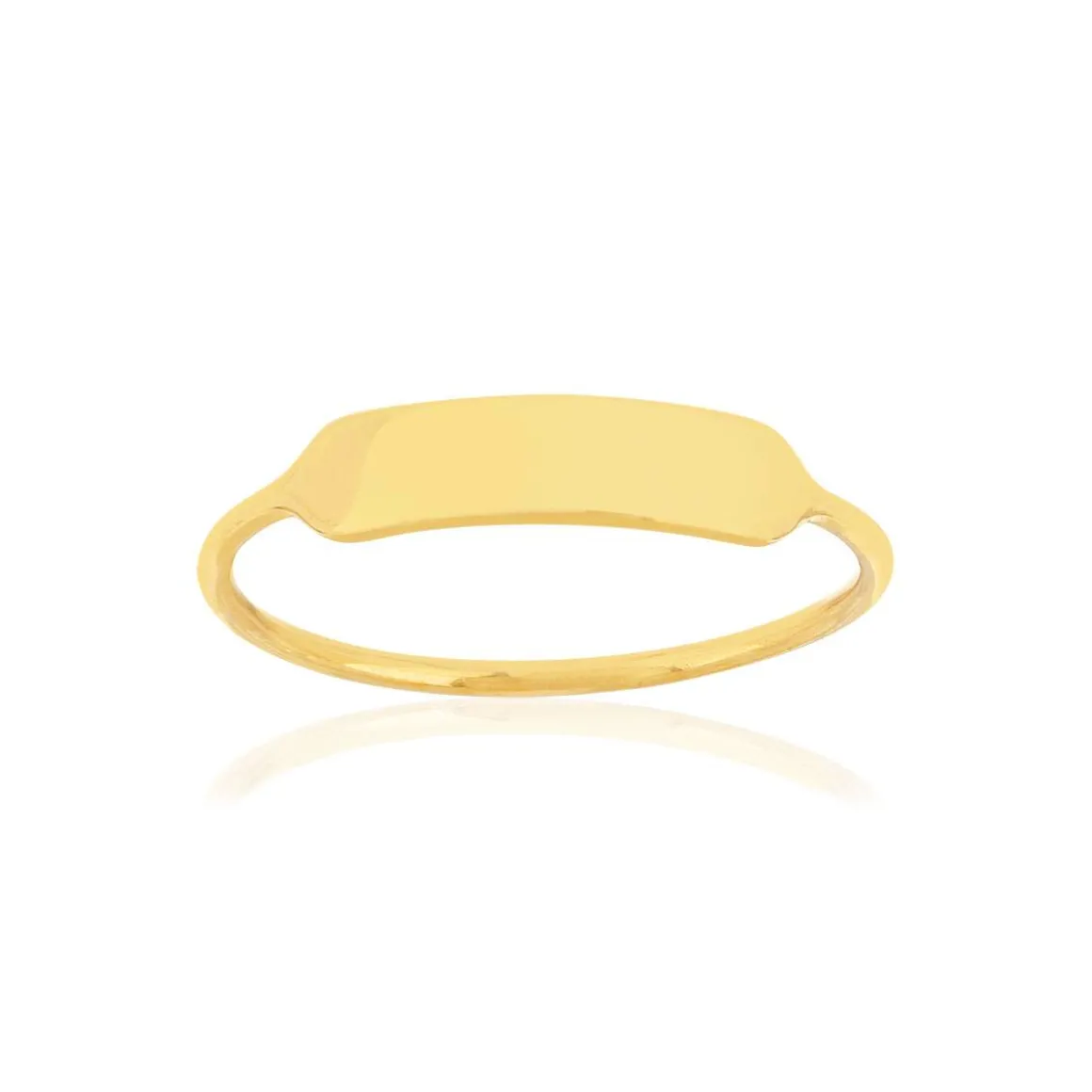 Chevalière or jaune 375, rectangle personnalisable.