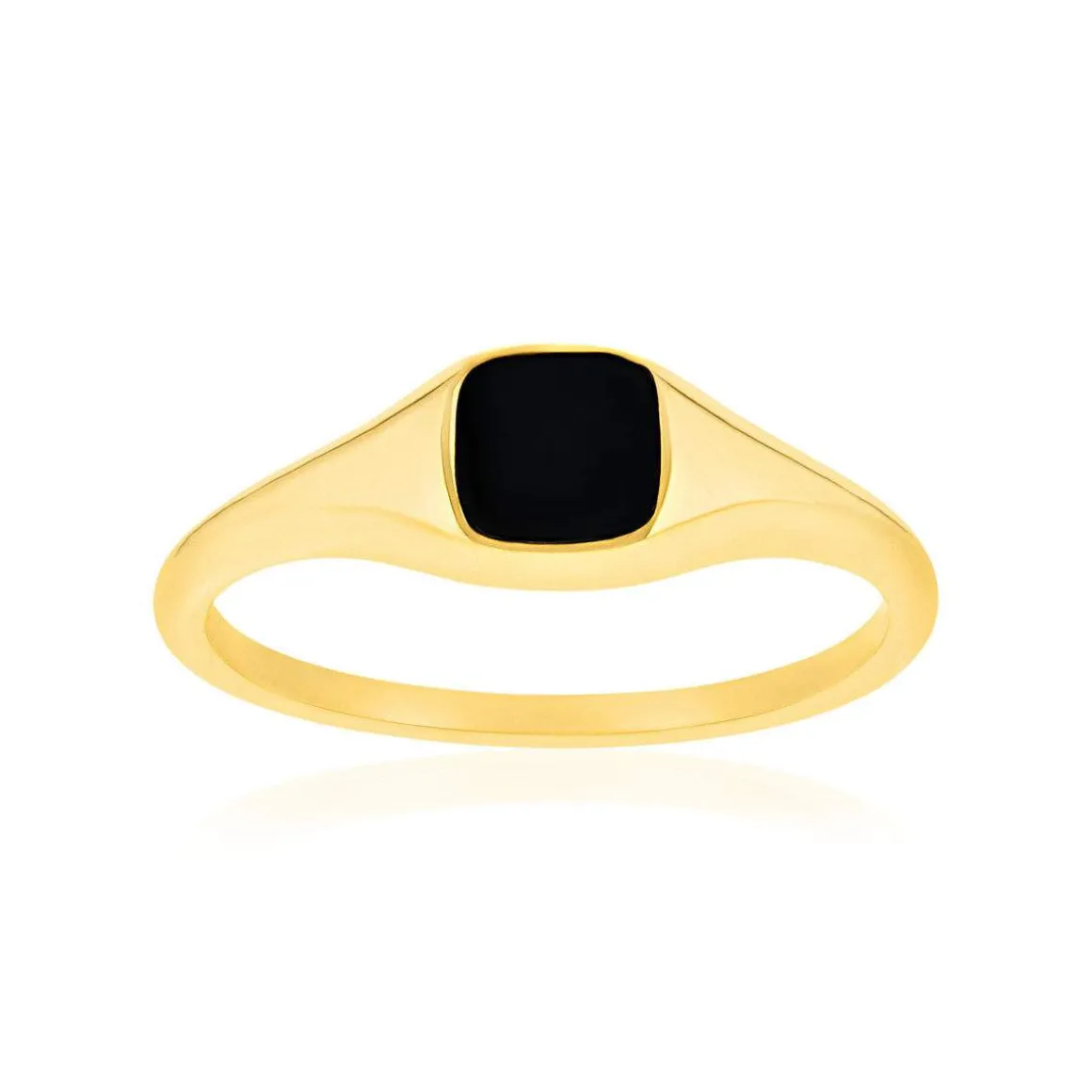Chevalière plaqué or jaune carrée et onyx