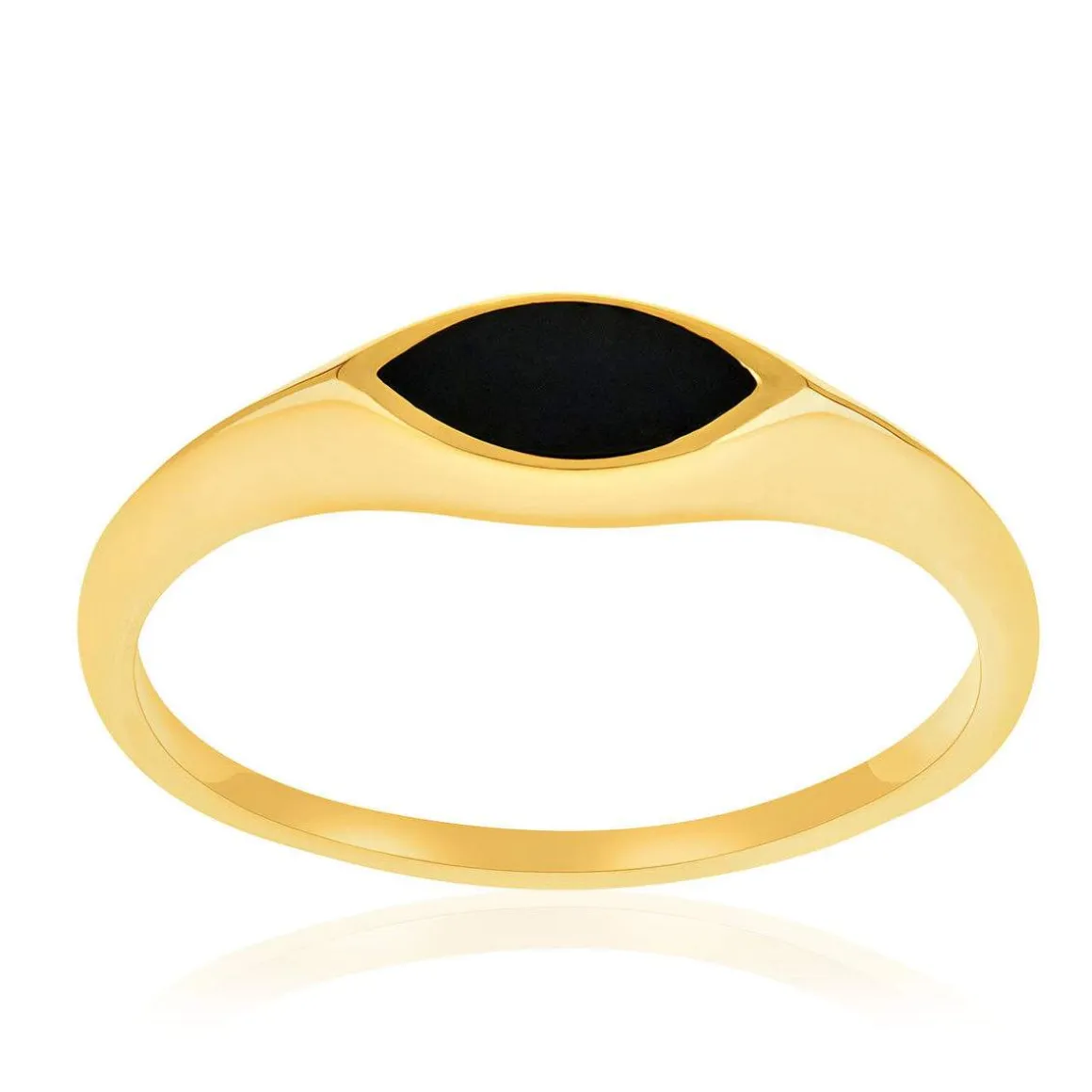 Chevalière plaqué or jaune et onyx
