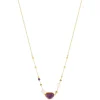 Collier acier doré améthystes et 2 perles de culture de Chine 48 cm