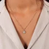 Collier acier doré arbre de vie laque blanche 46 cm