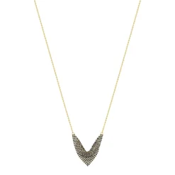 Collier acier dore pierres imitation noires 48 cm