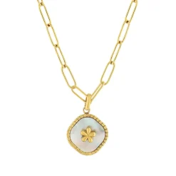 Collier acier doré nacre 45cm