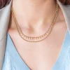 Collier acier doré 2 rangs laque orange 45,5 cm