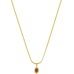 Collier acier jaune pierre imitation rose 46cm