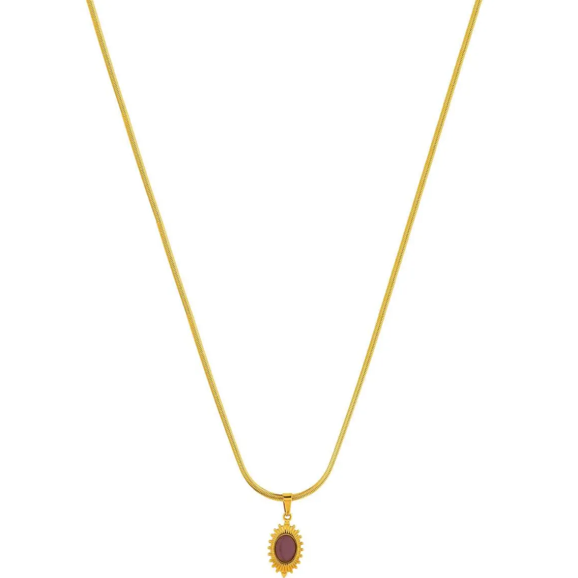 Collier acier jaune pierre imitation rose 46cm