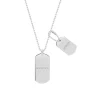 Collier acier maille boule 2 plaques 50 cm