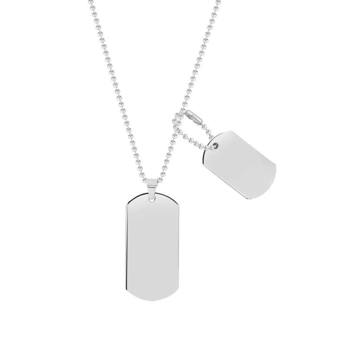 Collier acier maille boule 2 plaques 50 cm