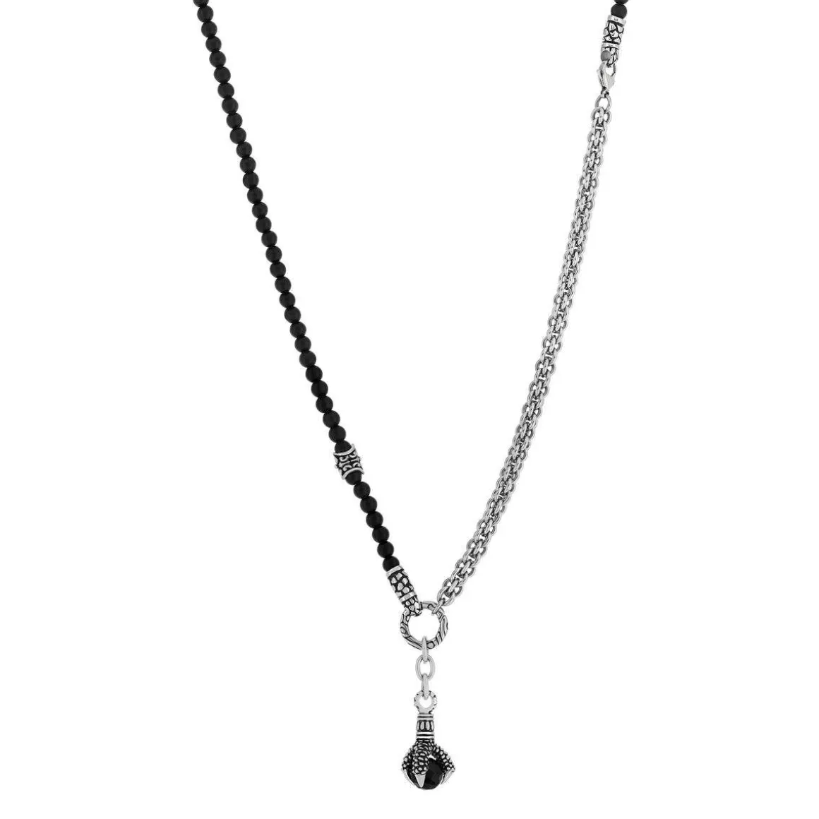 Collier acier onyx 69 cm