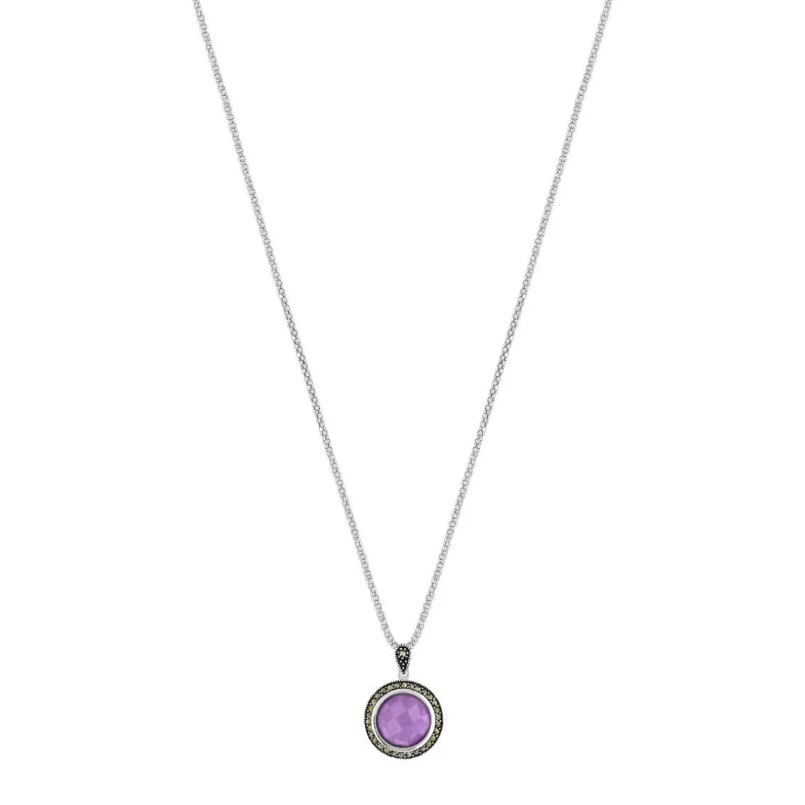Collier argent amethyste marcassites 45 cm
