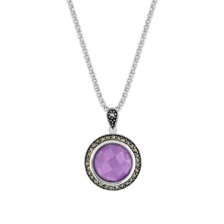 Collier argent amethyste marcassites 45 cm