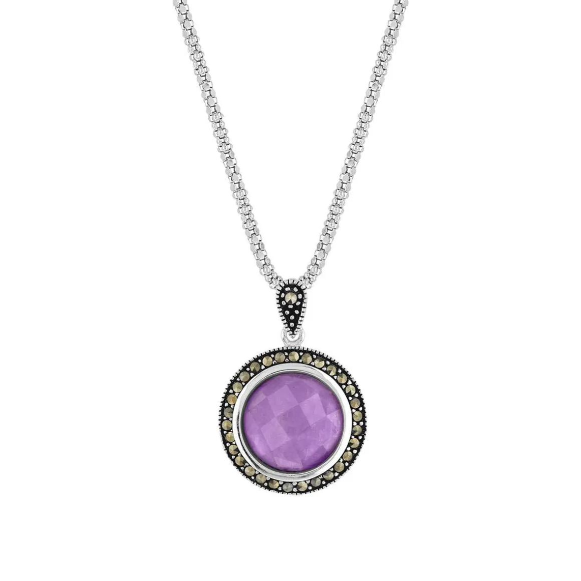 Collier argent amethyste marcassites 45 cm