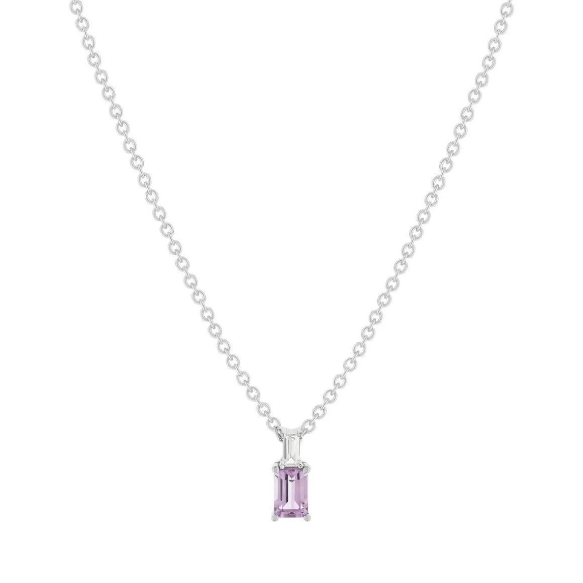 Collier argent 925 améthyste et topaze blanche 45cm
