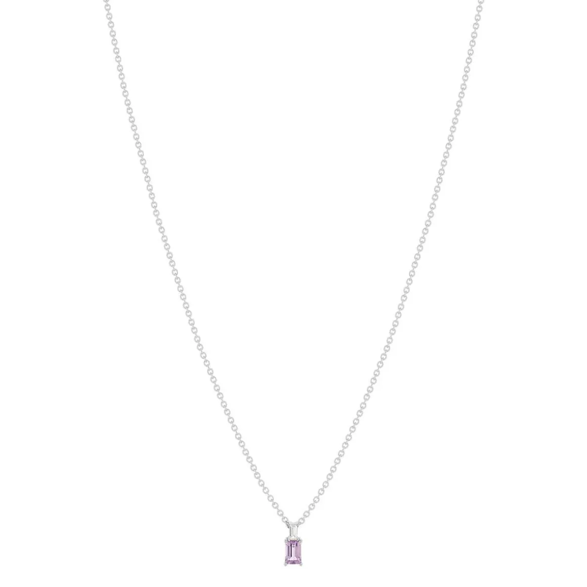 Collier argent 925 améthyste et topaze blanche 45cm