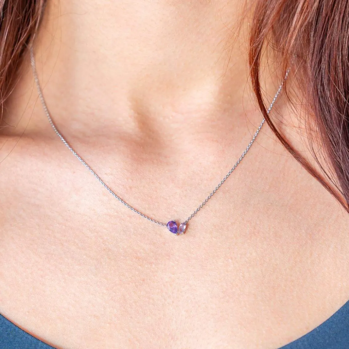 Collier argent 925 améthystes 45cm