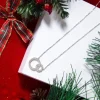 Collier argent 925 anneaux entrelacés zirconias 45 cm