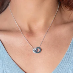 Collier argent 925 anneaux entrelacés personnalisables 45 cm