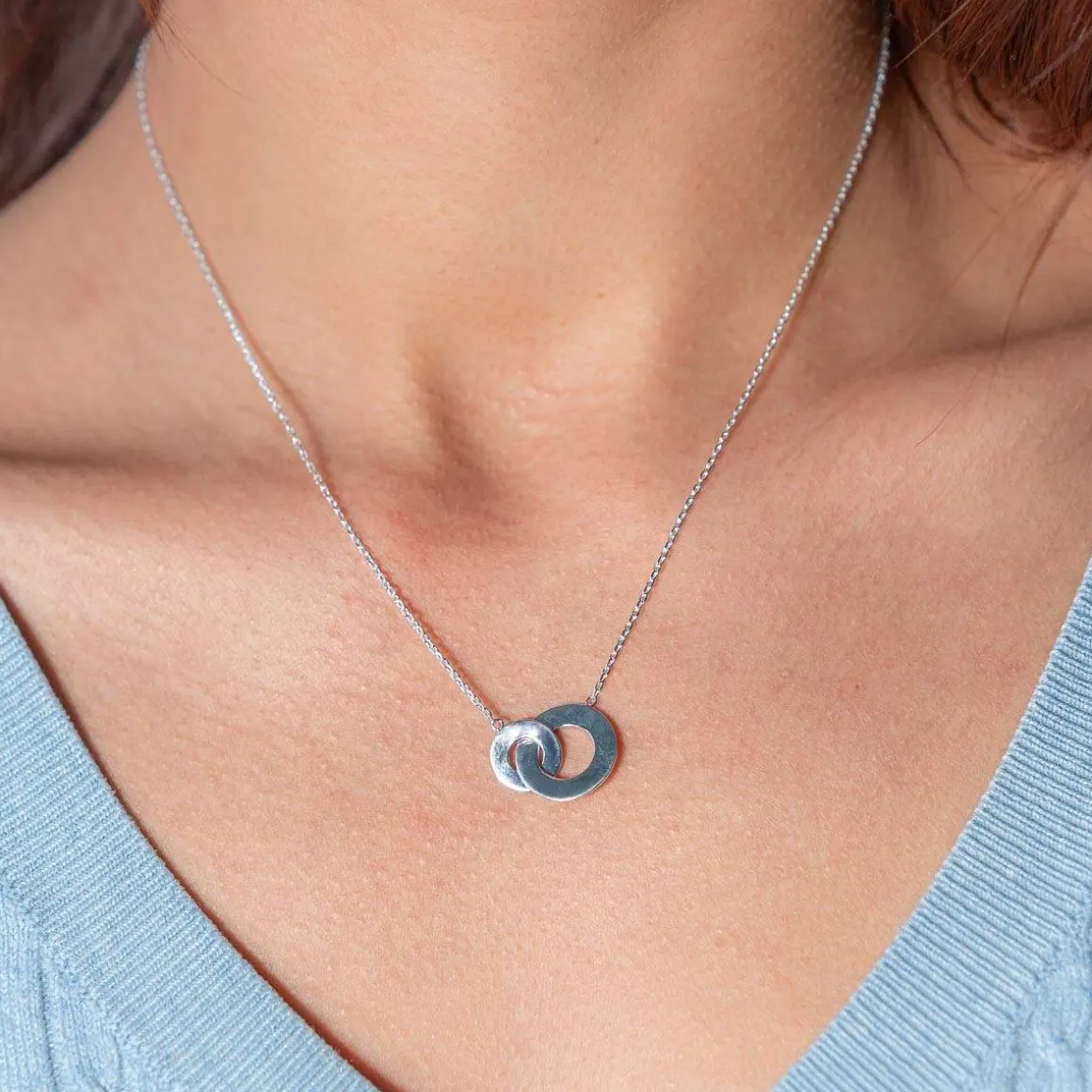 Collier argent 925 anneaux entrelacés personnalisables 45 cm