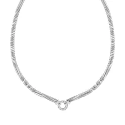 Collier argent 925 anneau zirconias 42 cm