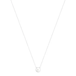 Collier argent 925 cercle zirconias perle de culture de Chine 45 cm