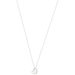Collier argent 925 coeur perle de culture de Chine et zirconias 45 cm