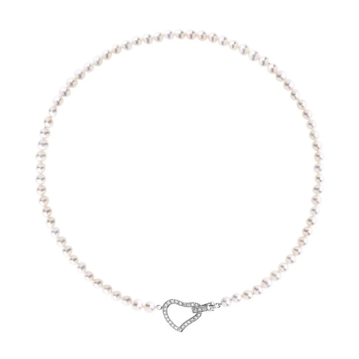 Collier argent 925 coeur perles de culture de Chine 45 cm