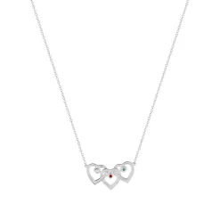 Collier argent 925 coeurs entrelacés zirconias blanc rouge et vert 44,5 cm