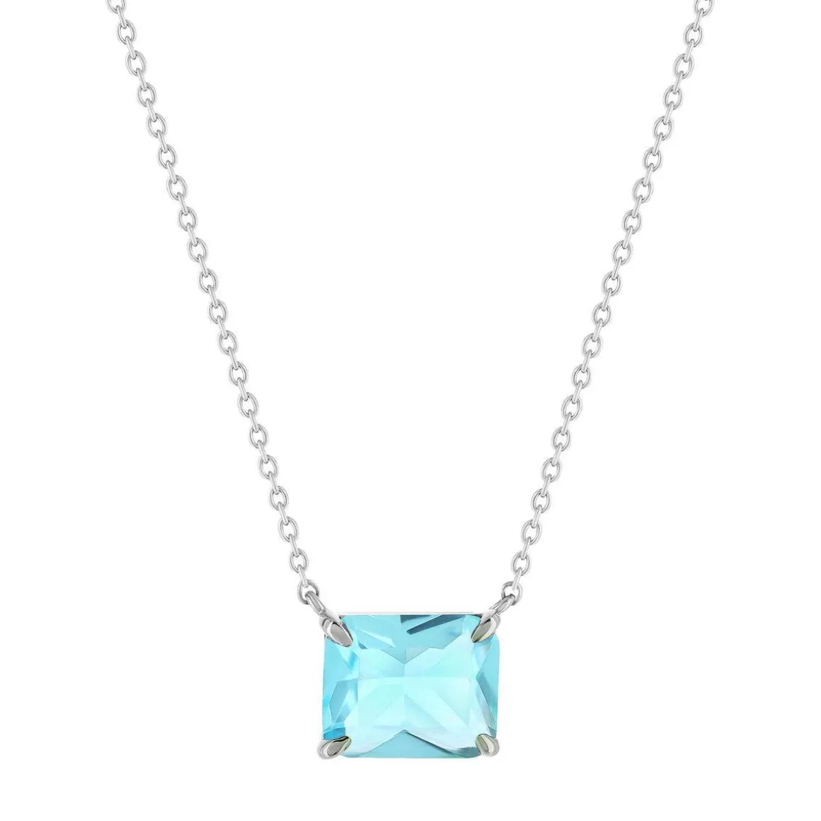 Collier argent 925 cristal bleu 45cm
