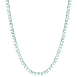 Collier argent 925 cristal bleu 43cm