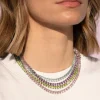 Collier argent 925 cristal vert 43cm