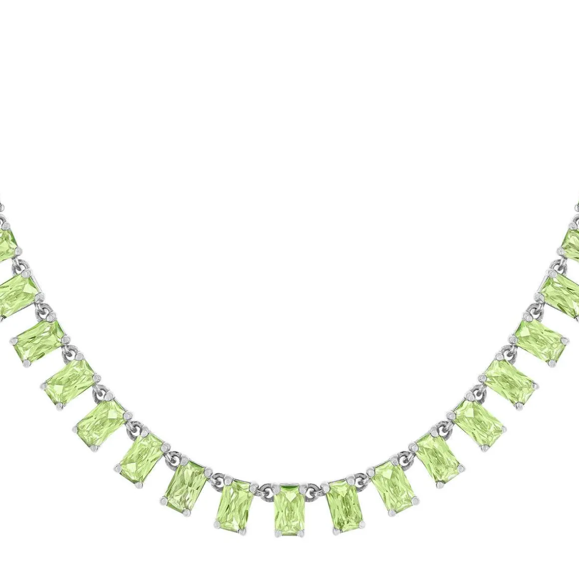 Collier argent 925 cristal vert 43cm