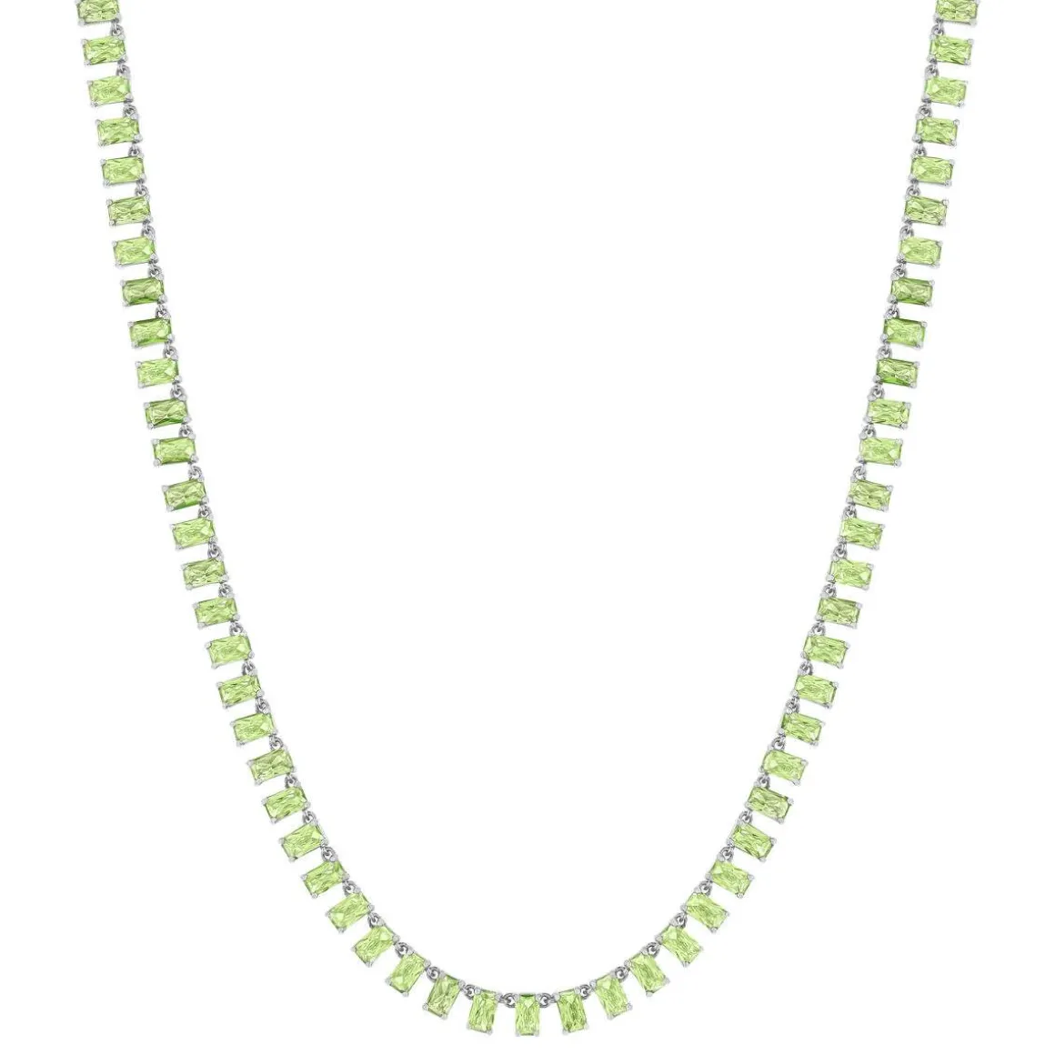 Collier argent 925 cristal vert 43cm