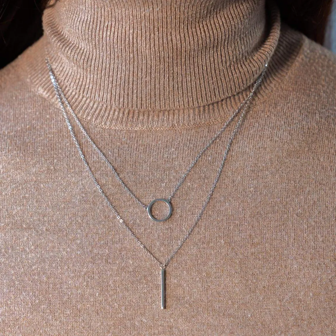 Collier argent 925 double chaîne 42 à 45 cm