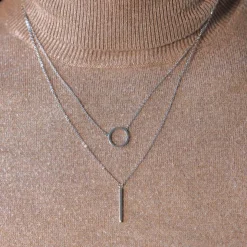 Collier argent 925 double chaîne 42 à 45 cm