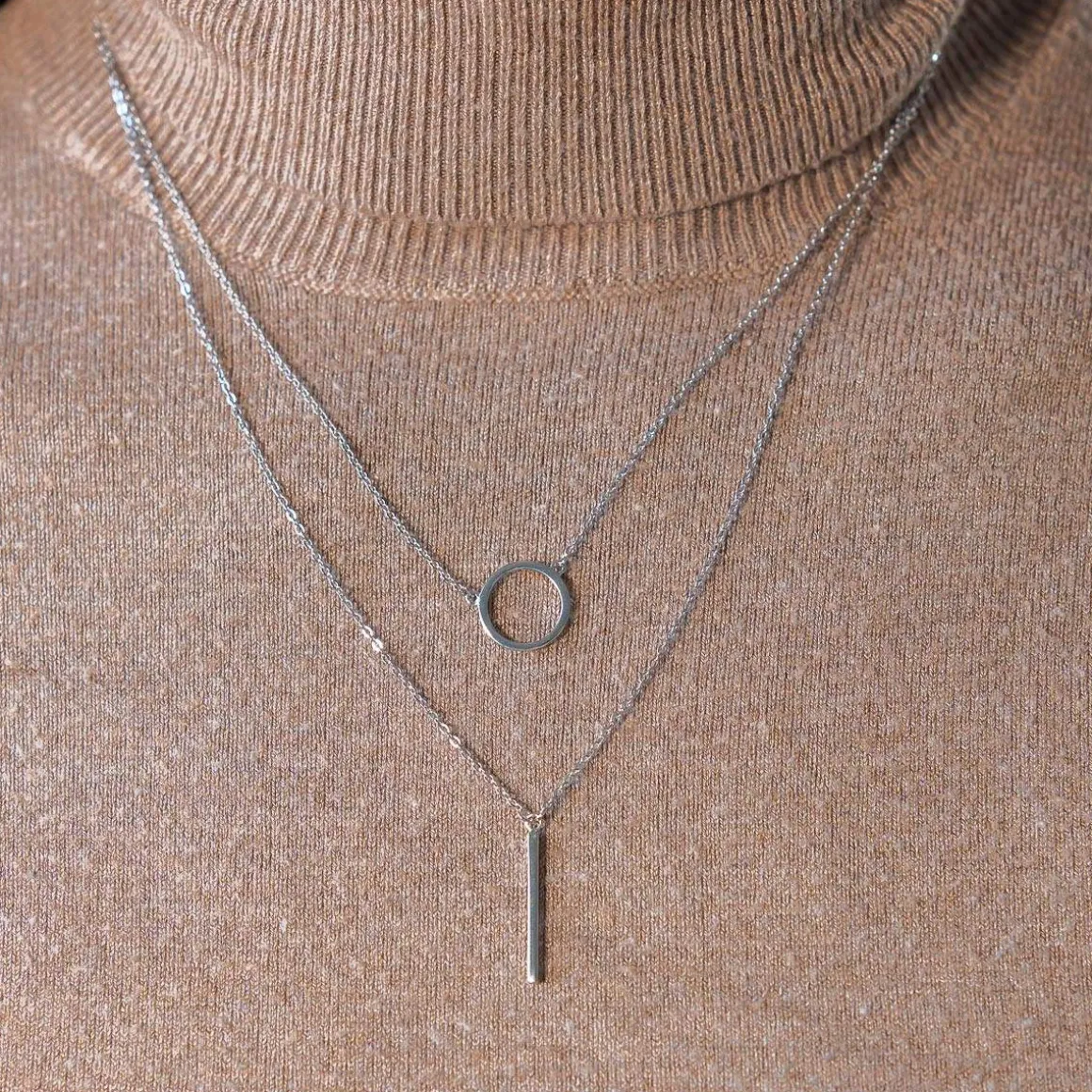 Collier argent 925 double chaîne 42 à 45 cm