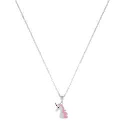 Collier argent 925 et laque licorne 41 cm