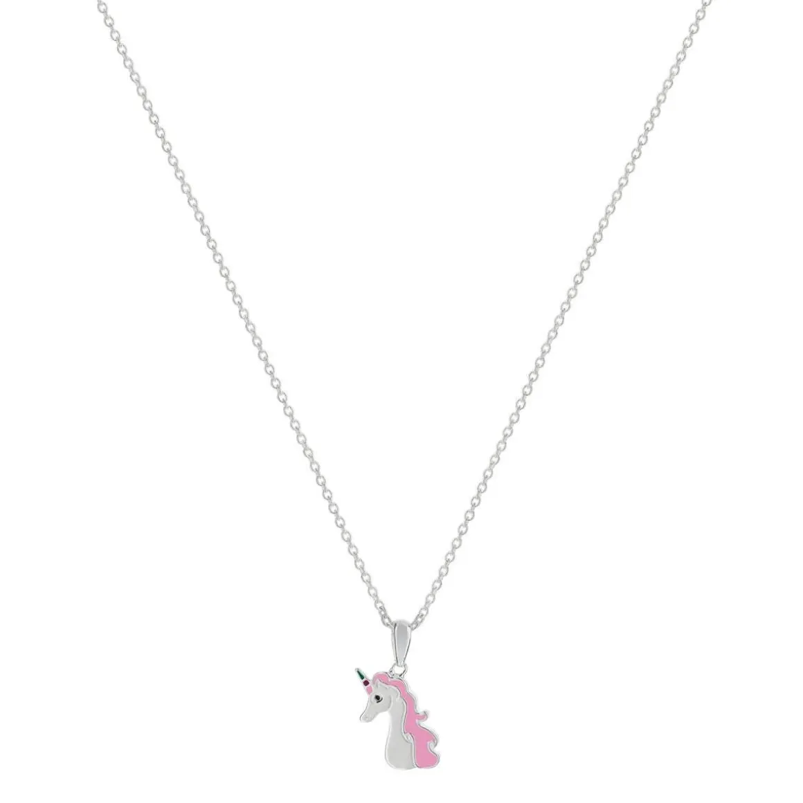 Collier argent 925 et laque licorne 41 cm