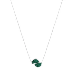 Collier argent 925 et malachites et zirconias 45cm