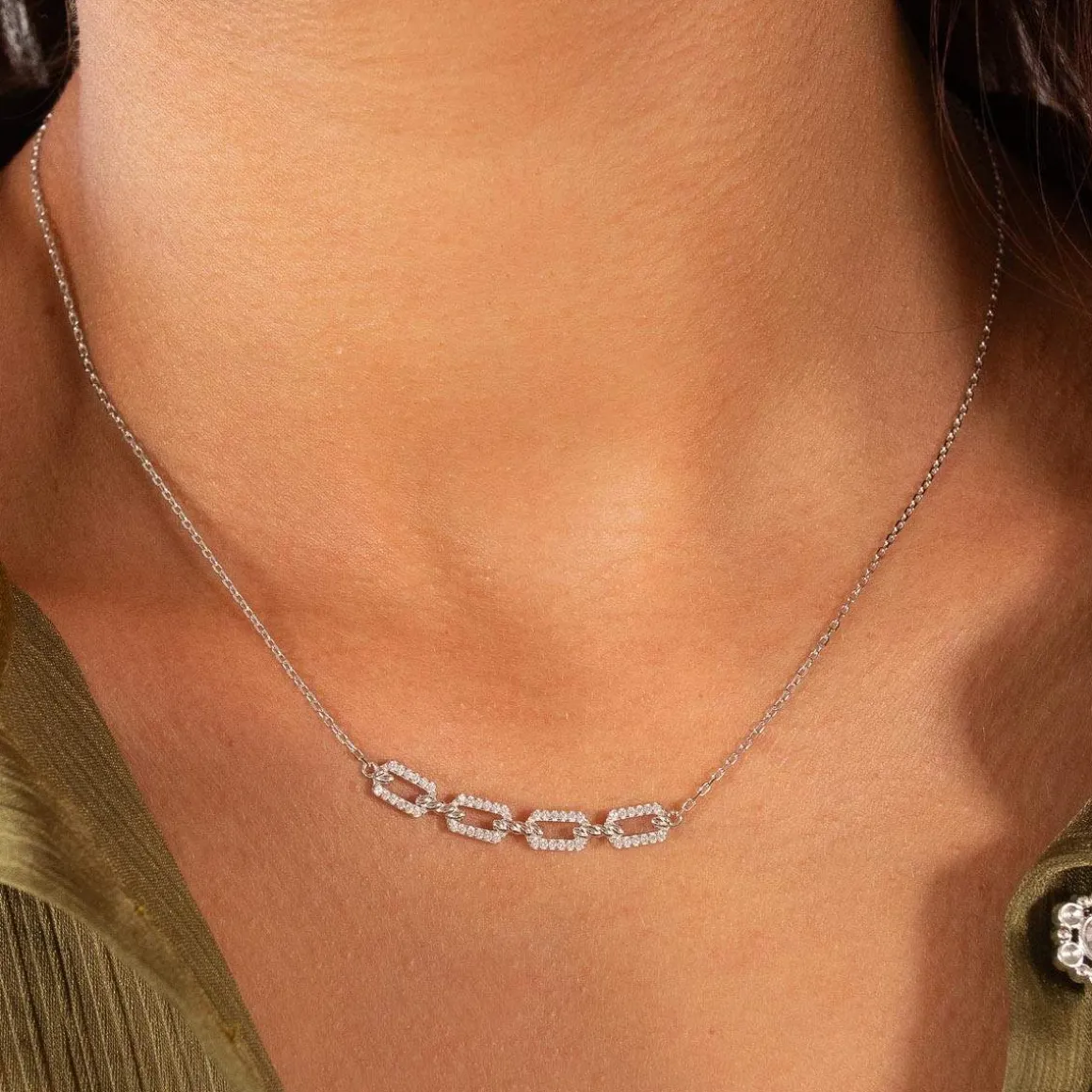 Collier argent 925 et zirconias 45cm
