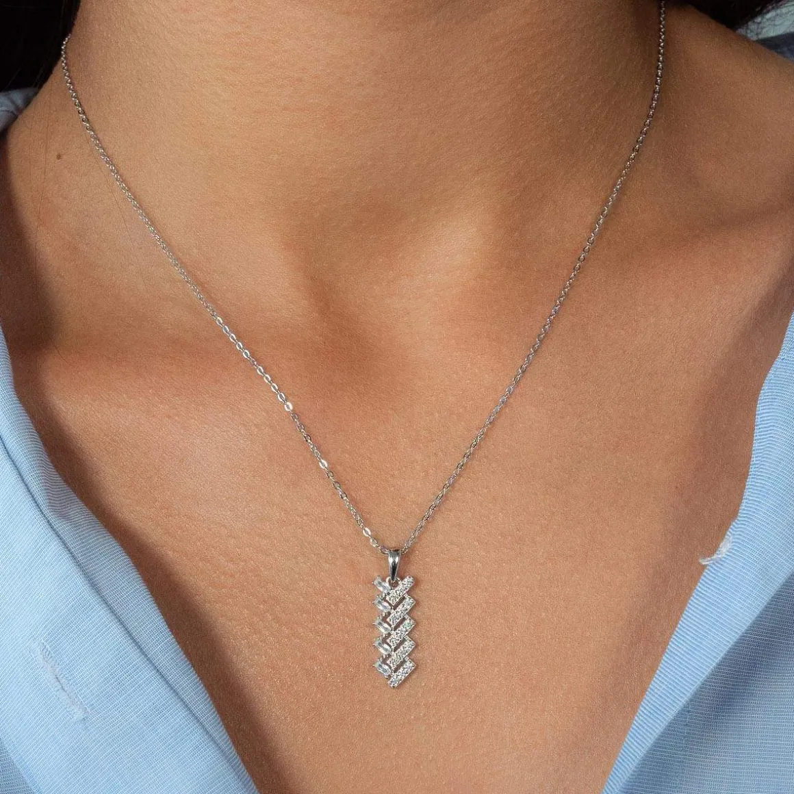 Collier argent 925 et zirconias 45cm