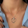 Collier argent 925 et zirconias coeur 45cm