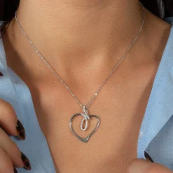 Collier argent 925 et zirconias coeur 45cm