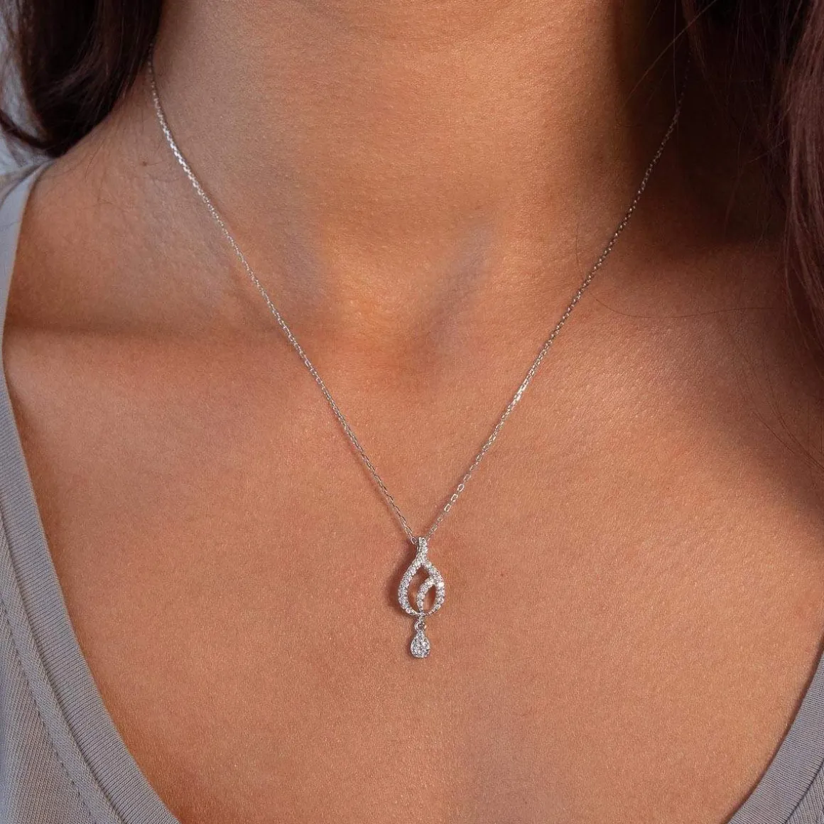 Collier argent 925 et zirconias 45cm