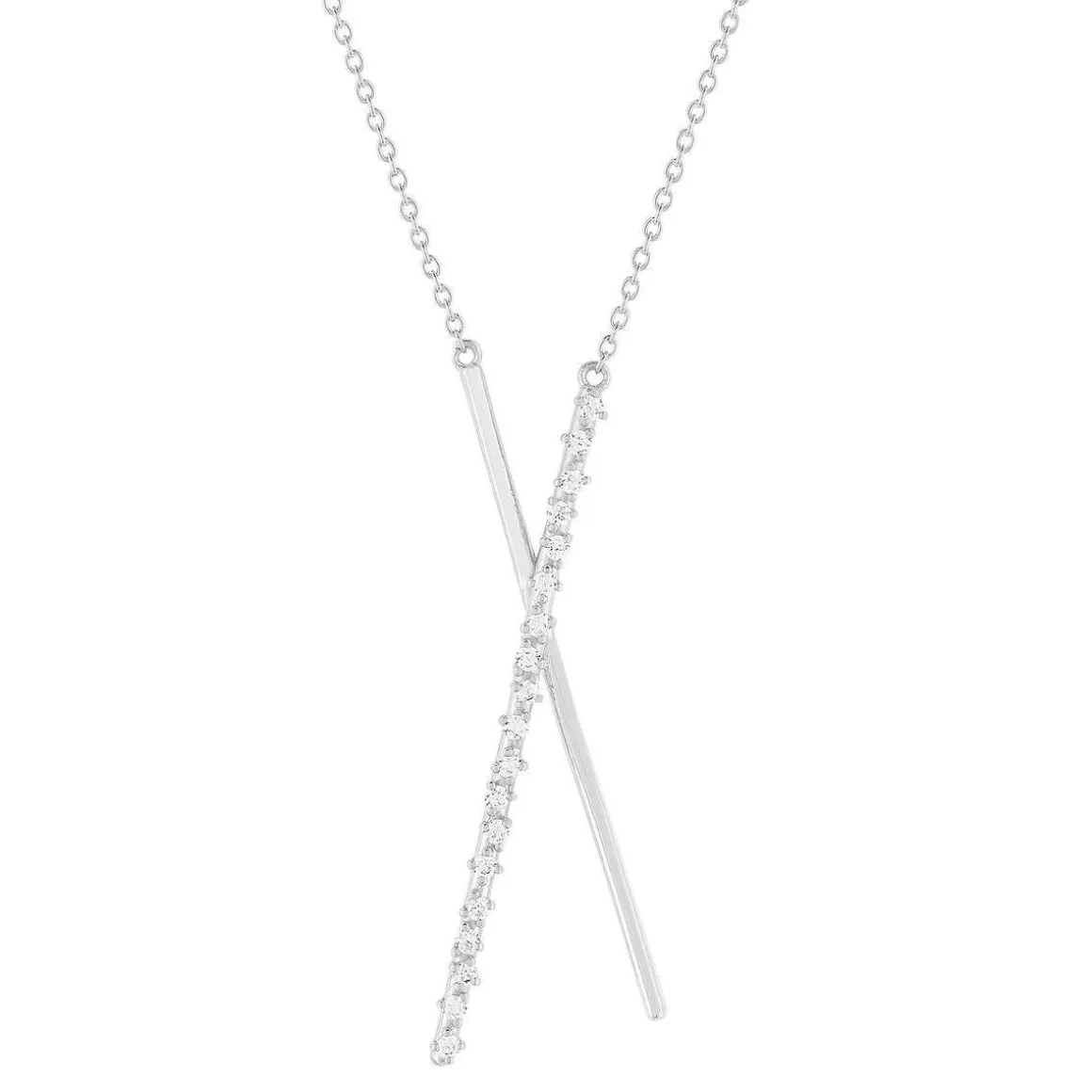 Collier argent 925 et zirconias 44cm
