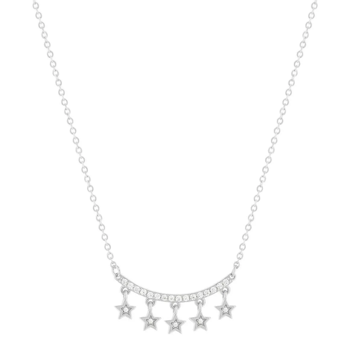 Collier argent 925 et zirconias motif étoiles 45cm