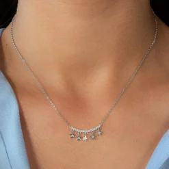 Collier argent 925 et zirconias motif étoiles 45cm