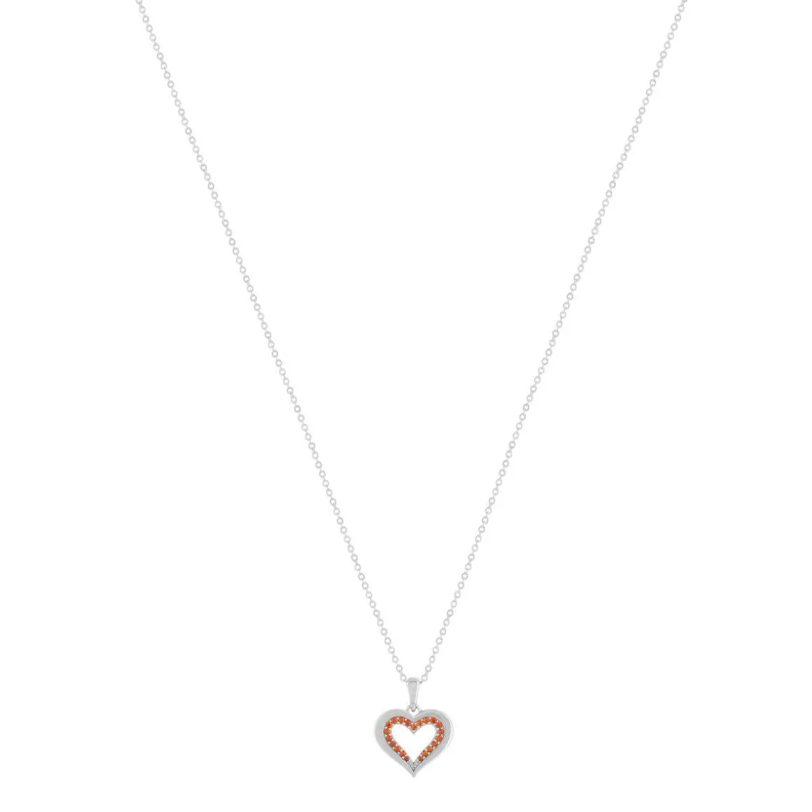 Collier argent 925 et zirconias motif coeur 45cm