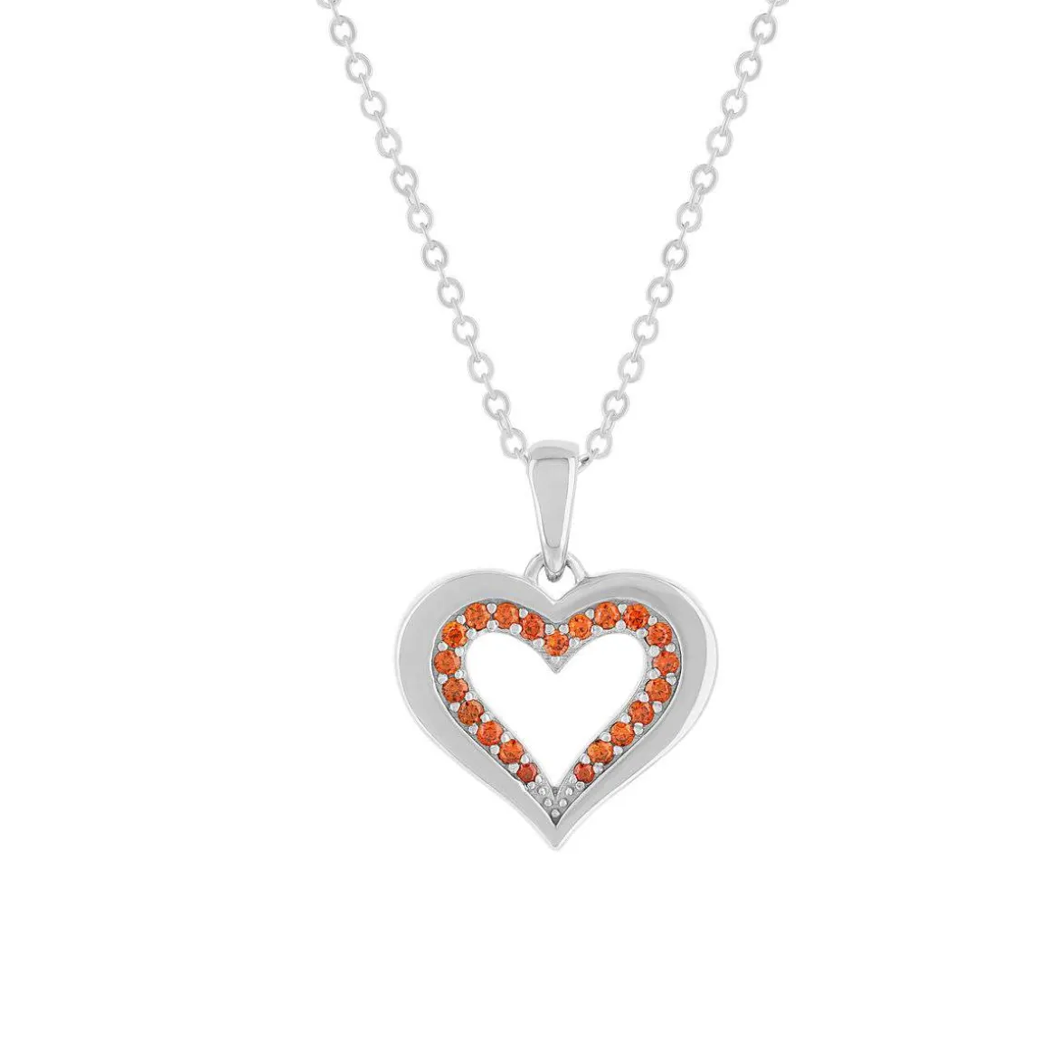 Collier argent 925 et zirconias motif coeur 45cm