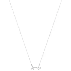 Collier argent 925 et zirconias motif papillons 45cm